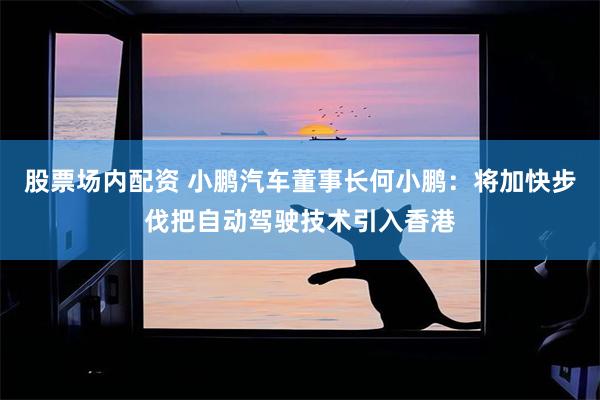 股票场内配资 小鹏汽车董事长何小鹏：将加快步伐把自动驾驶技术引入香港