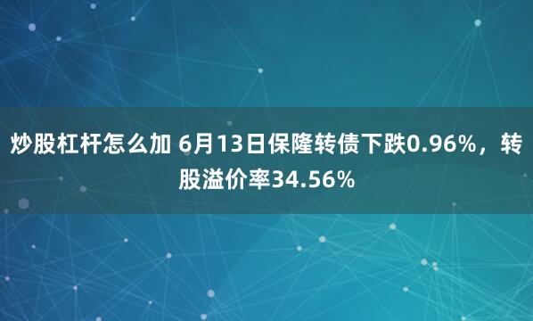 炒股杠杆怎么加 6月13日保隆转债下跌0.96%，转股溢价率34.56%