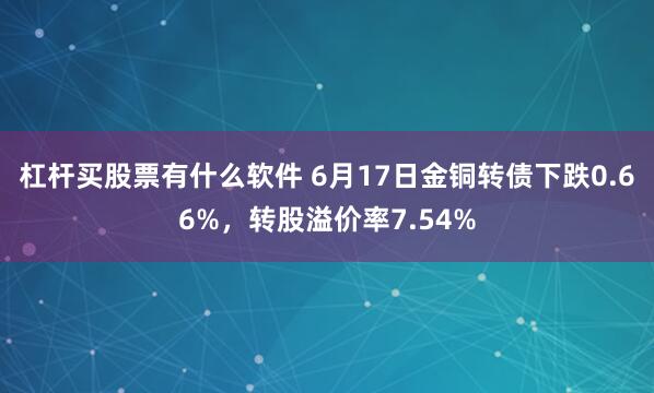 杠杆买股票有什么软件 6月17日金铜转债下跌0.66%，转股溢价率7.54%