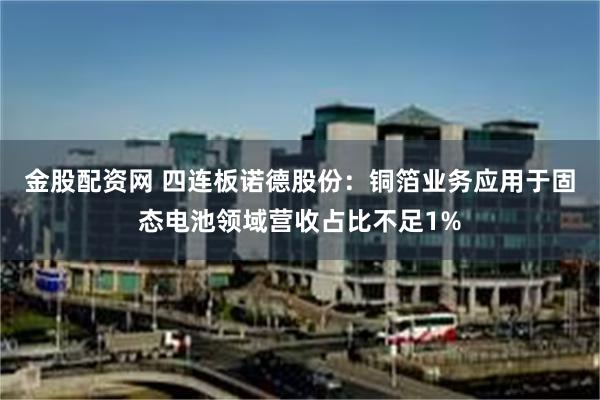 金股配资网 四连板诺德股份：铜箔业务应用于固态电池领域营收占比不足1%